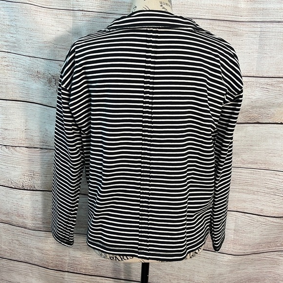 Elliott Lauren Get In Line Knit Jacket Raw Edge Seaming Size XS Black/White - Picture 8 of 13